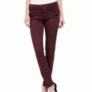 Anthropologie Sanctuary Ace‎ Utility Wine Red Skinny Jean Pants